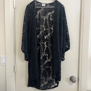 Women Burnout Sheer Kimono Sz 1X Whimsigoth Dark Fairy Grunge Whimsical Festival
